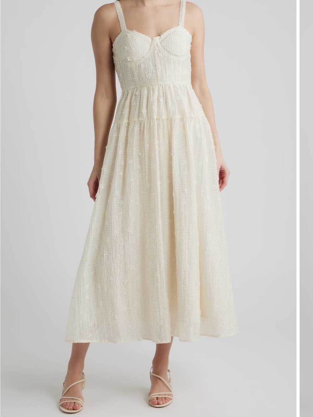 Floral Midi Dress with Sweetheart Bodice